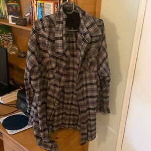Long sleeved plaid button down size 5XL